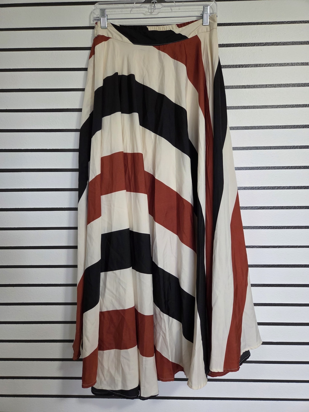 Striped Maxi Skirt in Cream, Black & Rust